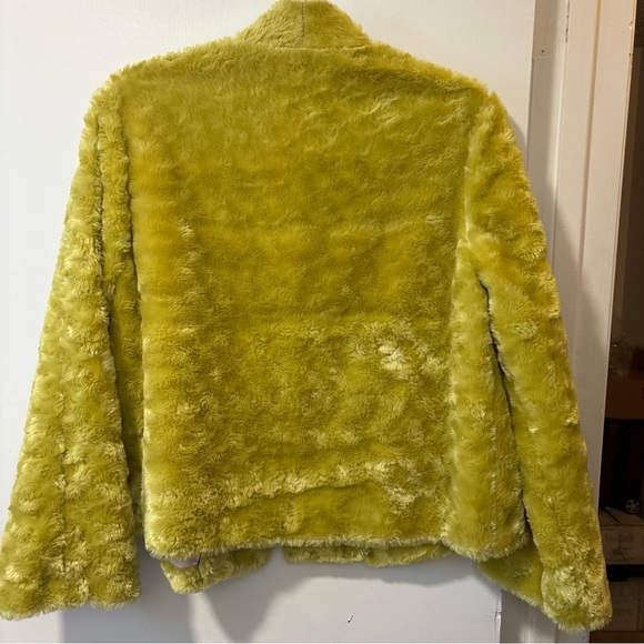 Lemonade On The Lawn Faux Fur Shawl Jacket Coat Electric Green Pink Lined Sz 10 - Picture 5 of 5